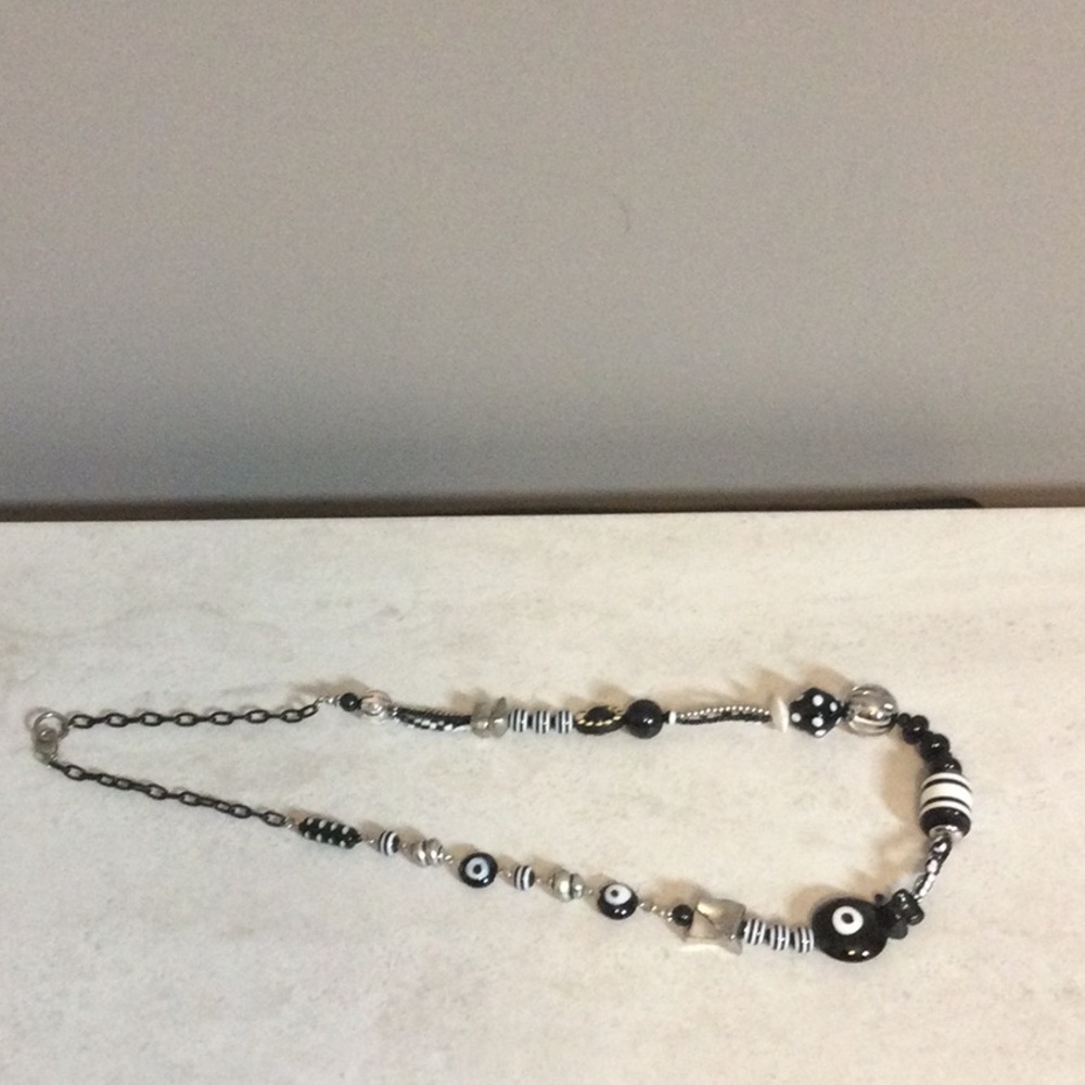 Black Greek inspired bead 15” necklace